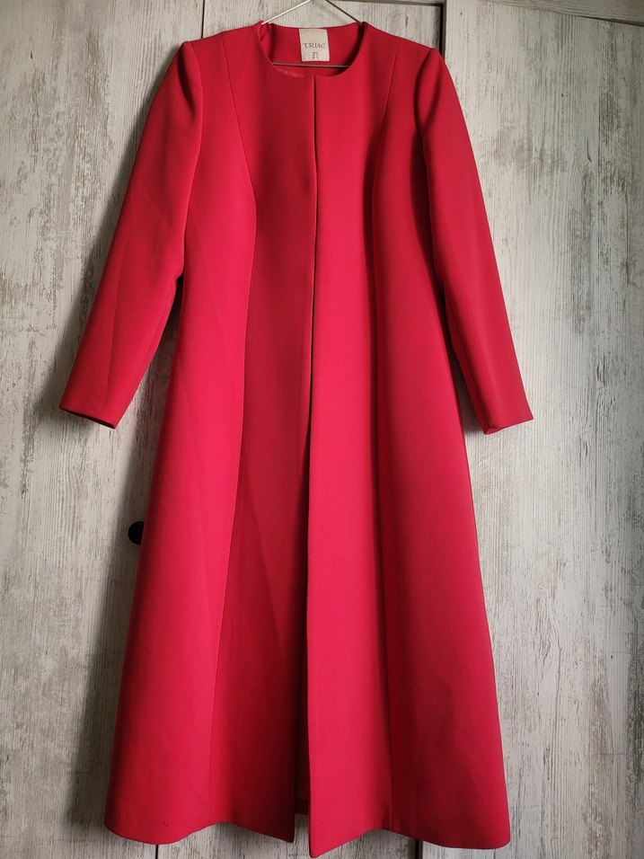 Fuşya rengi uzun kesim pardesü/Kap - Görsel 2