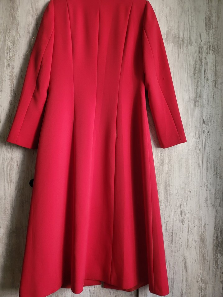 Fuşya rengi uzun kesim pardesü/Kap - Görsel 3