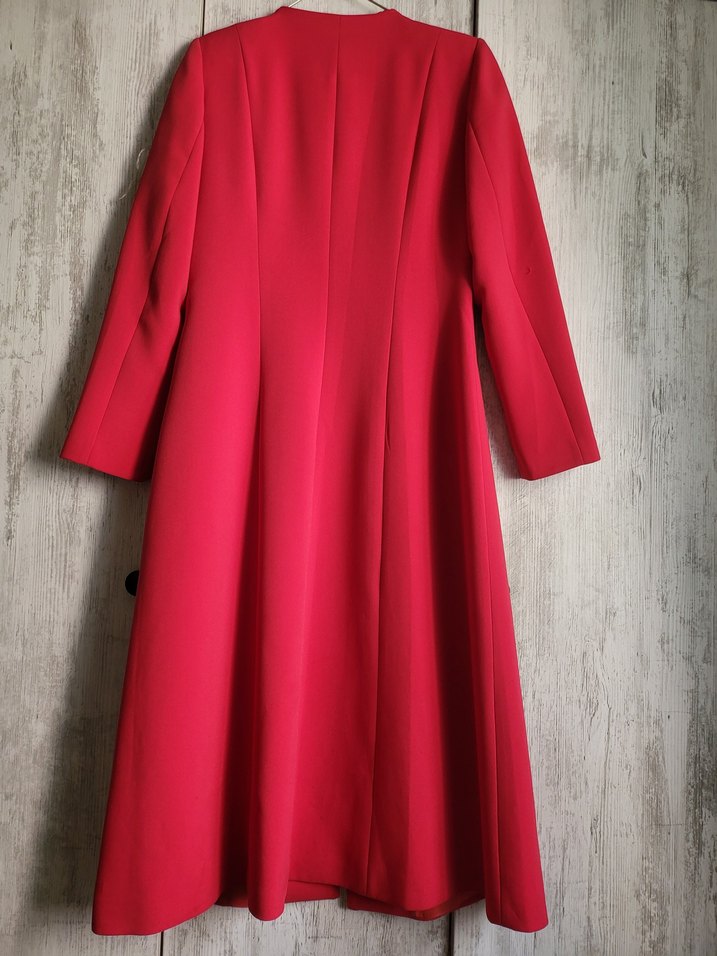 Fuşya rengi uzun kesim pardesü/Kap - Görsel 4