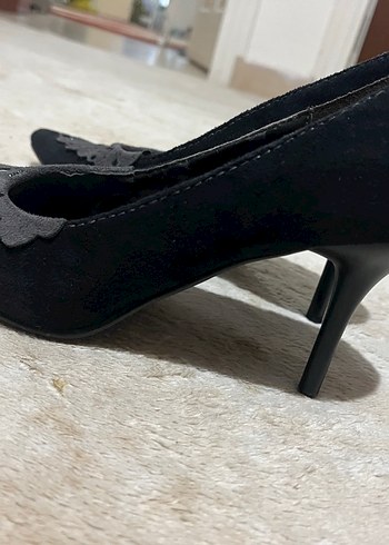 Dantés Siyah Dantel Detaylı Stiletto - Görsel 2