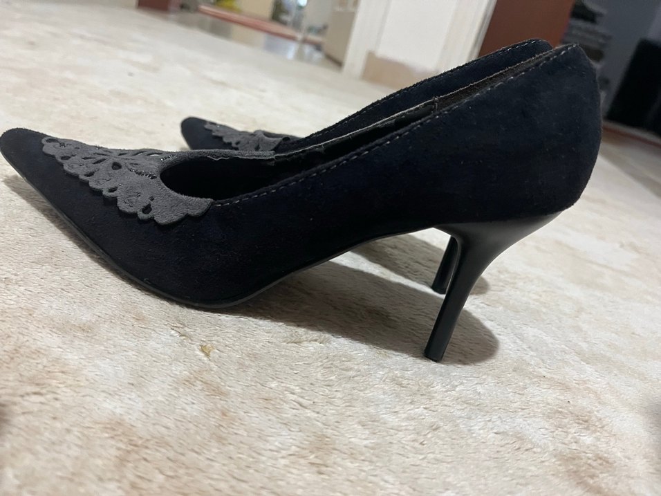Dantés Siyah Dantel Detaylı Stiletto - Görsel 2