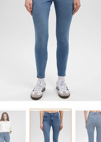 Düğmeli Mavi Kadın Kot Pantolon - Görsel 2