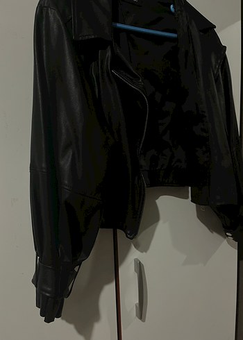 Kadın Siyah Deri Kemerli Ceket - Görsel 2