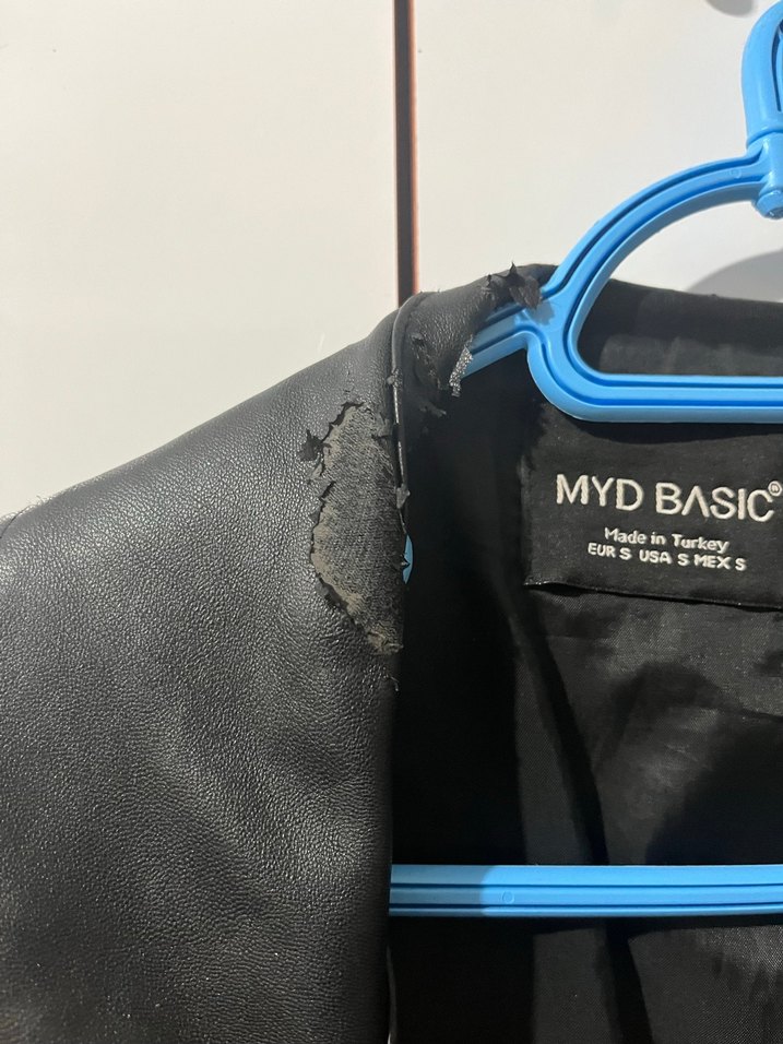 Kadın Siyah Deri Kemerli Ceket - Görsel 4