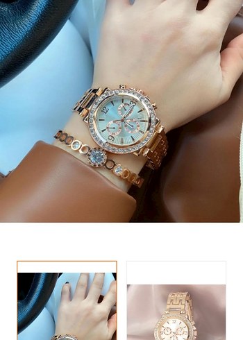 Parlak Altın Renkli Kadın Saat - Görsel 2