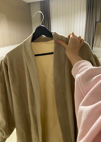 Bej Süet Uzun Salaş Kadın Kaban - Görsel 3