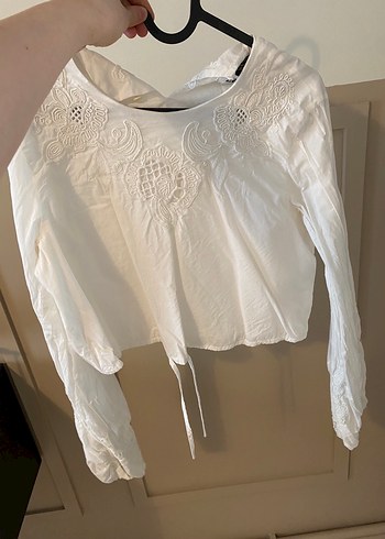 Nakışlı Beyaz Bohem bluz - Görsel 5