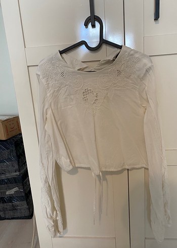 Nakışlı Beyaz Bohem bluz - Görsel 3