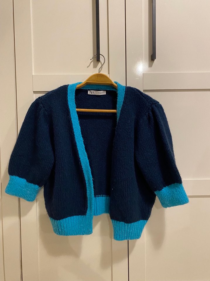 Mavi Triko Mini Hırka - Görsel 3