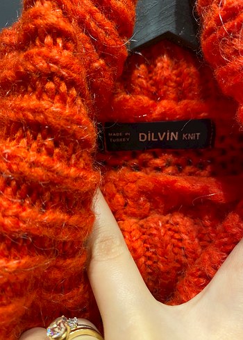 Turuncu Balıkçı Yaka Örgü Kadın Kazak - Görsel 5