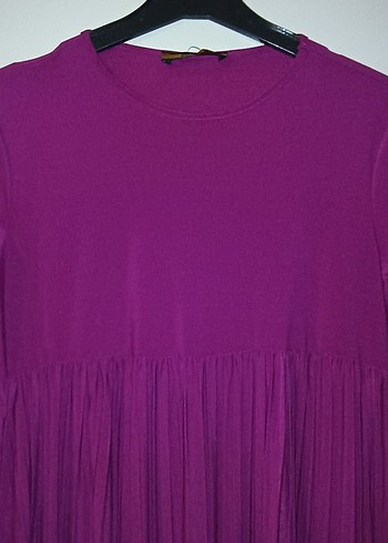 Uzun Kollu Mor Piliseli Bohem Elbise - Görsel 2