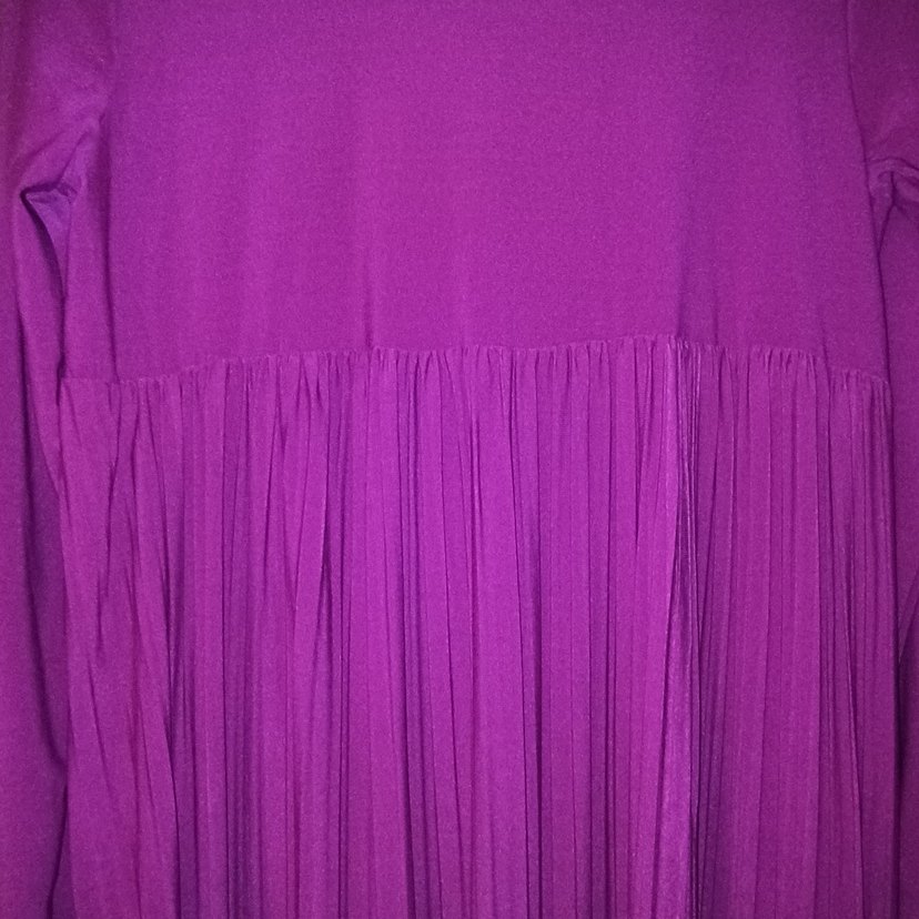 Uzun Kollu Mor Piliseli Bohem Elbise - Görsel 3