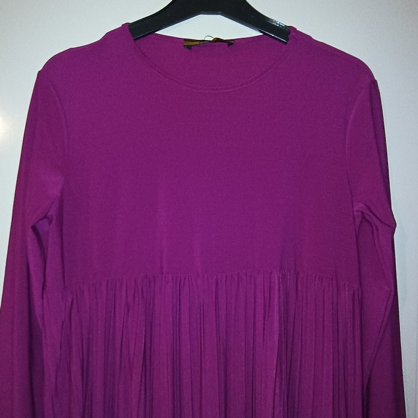 Uzun Kollu Mor Piliseli Bohem Elbise - Görsel 2