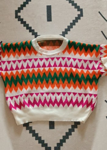 Renkli Bohem Örgü Kadın Kazak - Görsel 2