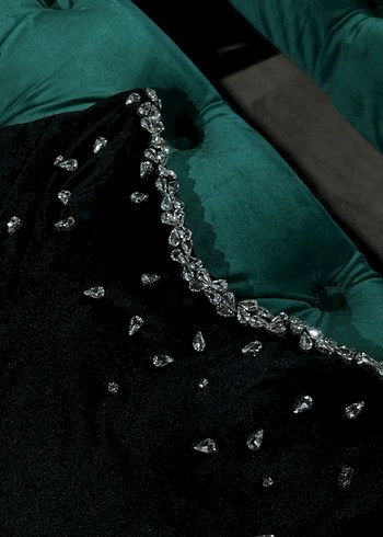 Özel tasarım Siyah Straplez Parlak İşlemeli Mini Bustiyer - Görsel 3