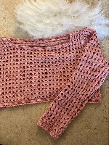 Trendyol & Milla Pembe delikli crop kazak