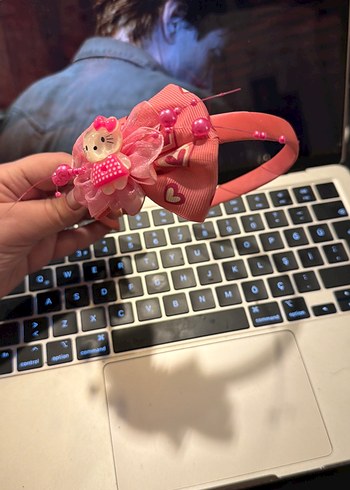 Pembe Fiyonklu Çocuk Saç taç hello kitty - Görsel 3