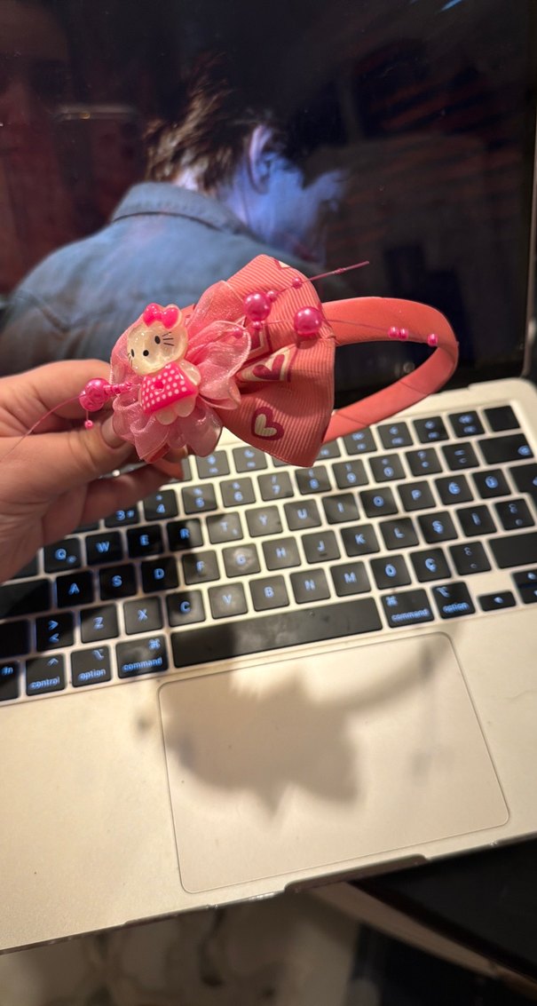 Pembe Fiyonklu Çocuk Saç taç hello kitty - Görsel 3