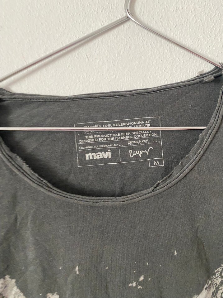 Gri Baskılı Oversize  Tişört - Görsel 2