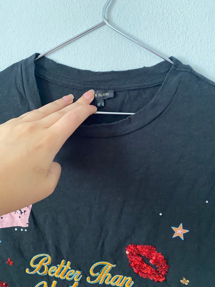 Payetli Siyah Rock Punk Tişört - Görsel 2