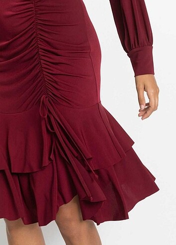 48 Beden bordo Renk Bordo elbise