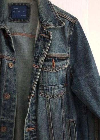 s Beden Zara marka erkek Mavi Denim Ceket Düğmeli