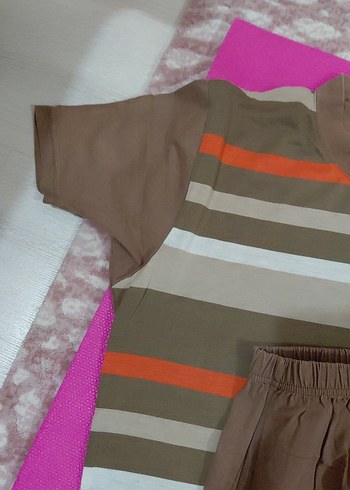 Kahverengi Çizgili erkek Pijama Takımı - Görsel 4