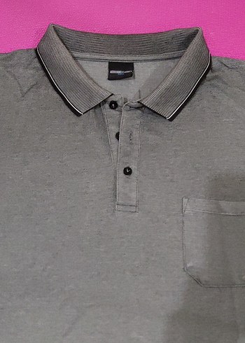 Erkek Gri Düğmeli Polo Yaka Tişört 4×L - Görsel 3