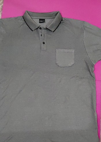 Erkek Gri Düğmeli Polo Yaka Tişört 4×L - Görsel 2
