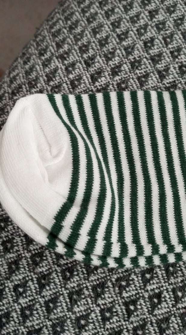 Beyaz ve Yeşil Çizgili Erkek Çorabı - Görsel 4