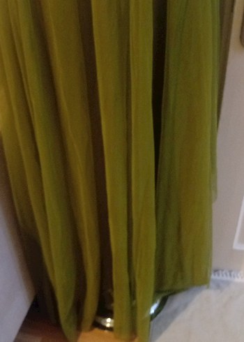 Askılı Drapeli Uzun Kadın Abiye Elbise - Görsel 3