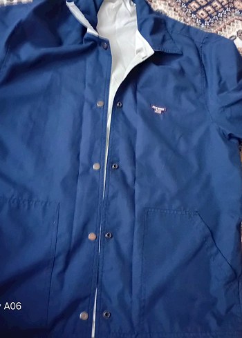 Düğmeli Erkek Lacivert Yağmurluk - Görsel 5