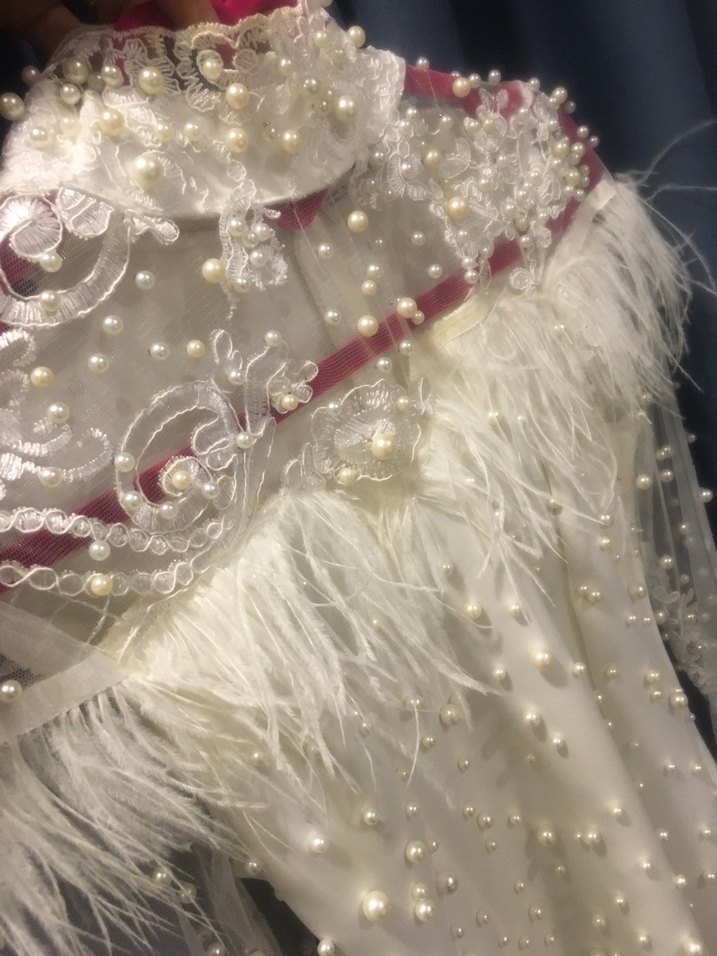 Uzun Kollu İnci Detaylı Bohem Nikah elbisesi - Görsel 4