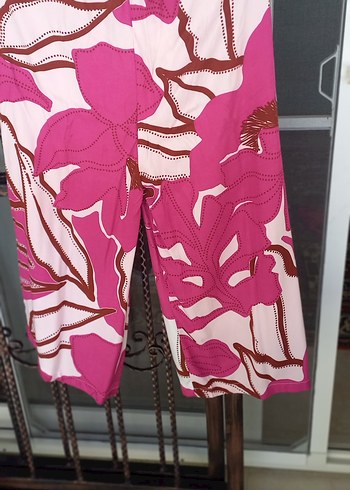 Pembe Baskılı Uzun Kadın Pantolon