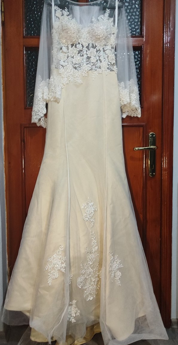 Mermaid Yarasa Kollu Vintage Gelinlik (Özel Tasarım, El İşi)* - Görsel 2