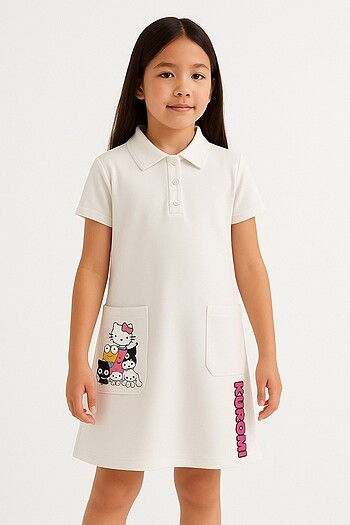 Diğer (8 yaş) Kuromi & Hello Kitty Temalı Kız Çocuk Elbise