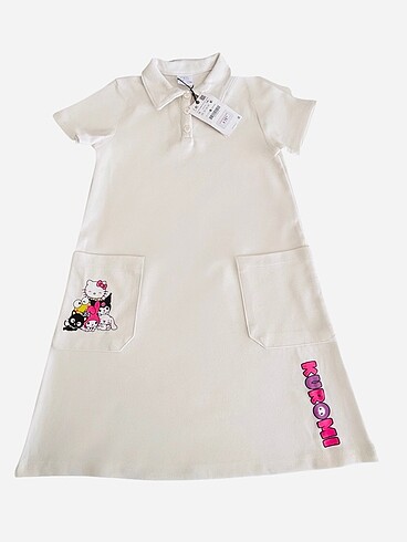 (8 yaş) Kuromi & Hello Kitty Temalı Kız Çocuk Elbise