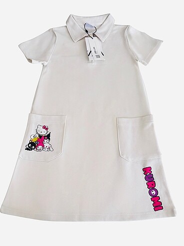 (9 yaş )Kuromi & Hello Kitty Temalı Kız Çocuk Elbise