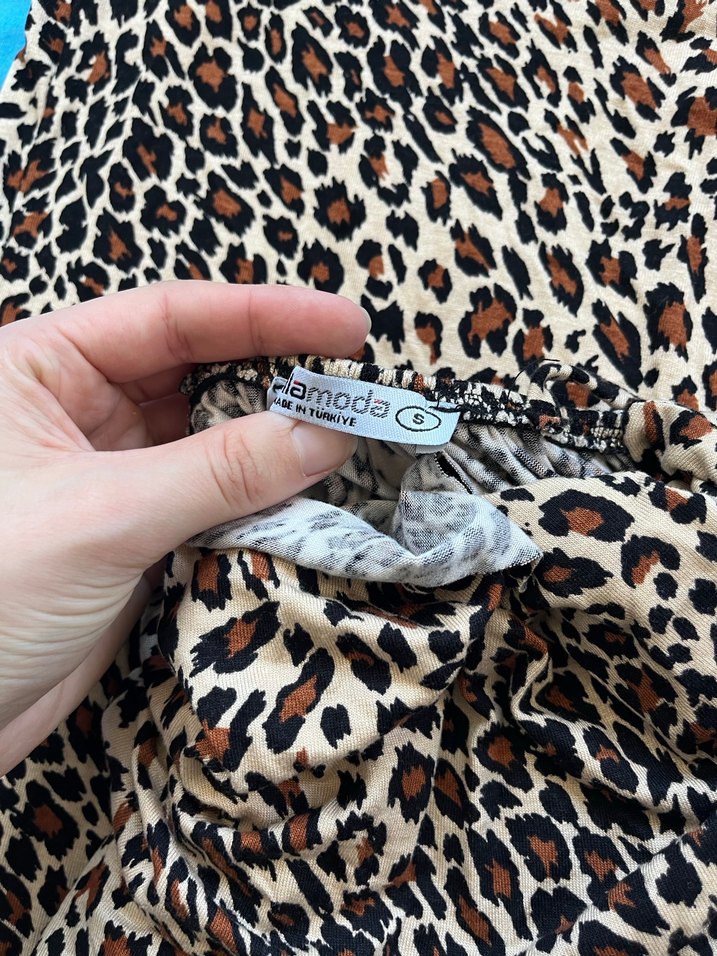 Leopar desenli uzun elbise - Görsel 3