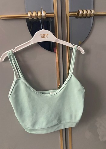 Yeşil Süet Mini Crop Top