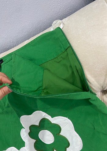 Yeşil Çiçek Desenli Midi Hamile Etek - Görsel 3