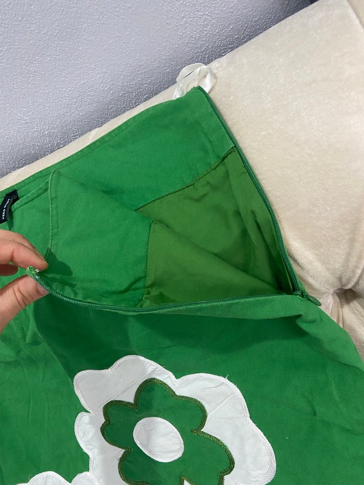 Yeşil Çiçek Desenli Midi Hamile Etek - Görsel 3