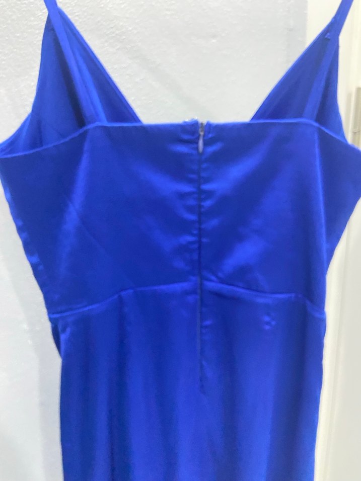 Mavi Drapeli Midi Abiye Elbise - Görsel 4