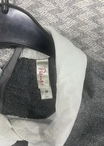 Gri Örgü Triko Beyaz Yakalı Kadın Kazak - Görsel 4