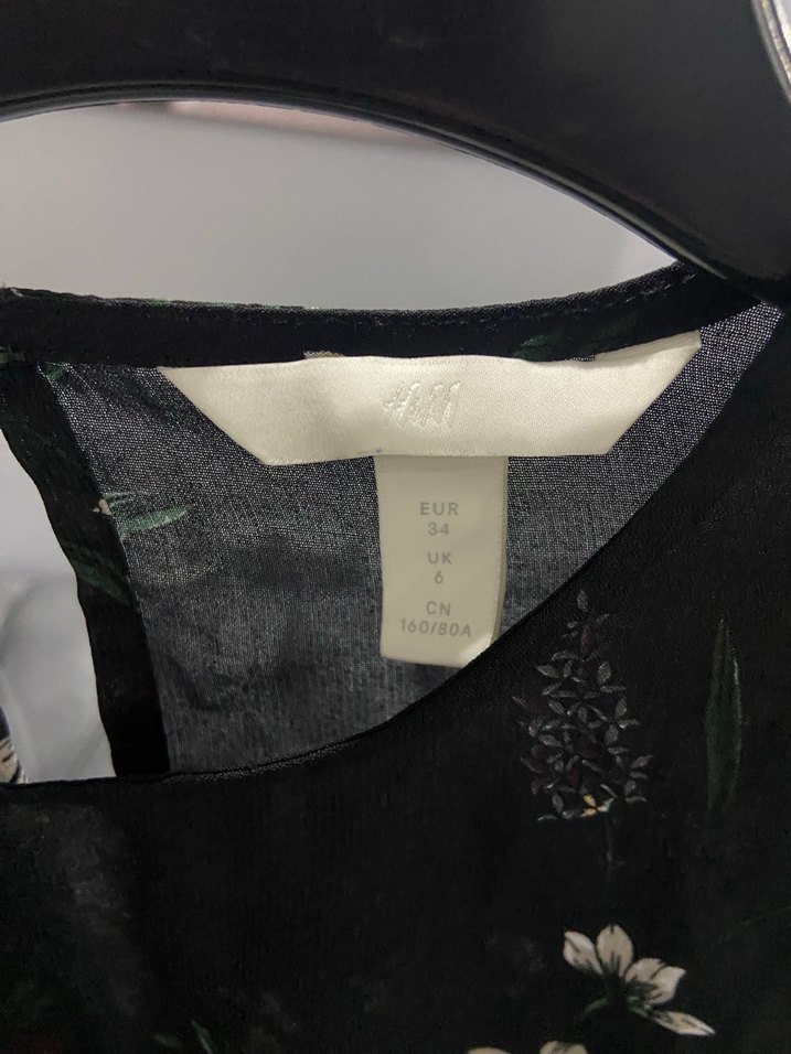 Uzun Siyah Çiçekli Bohem Elbise - Görsel 4