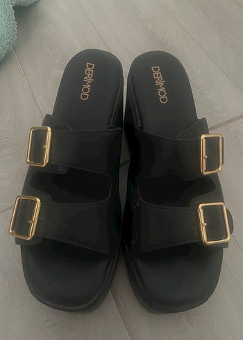 DERIMOD Siyah Kadın Platform Topuklu Sandalet - Görsel 6