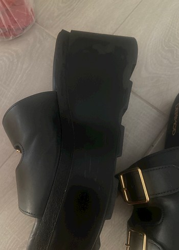 DERIMOD Siyah Kadın Platform Topuklu Sandalet - Görsel 2