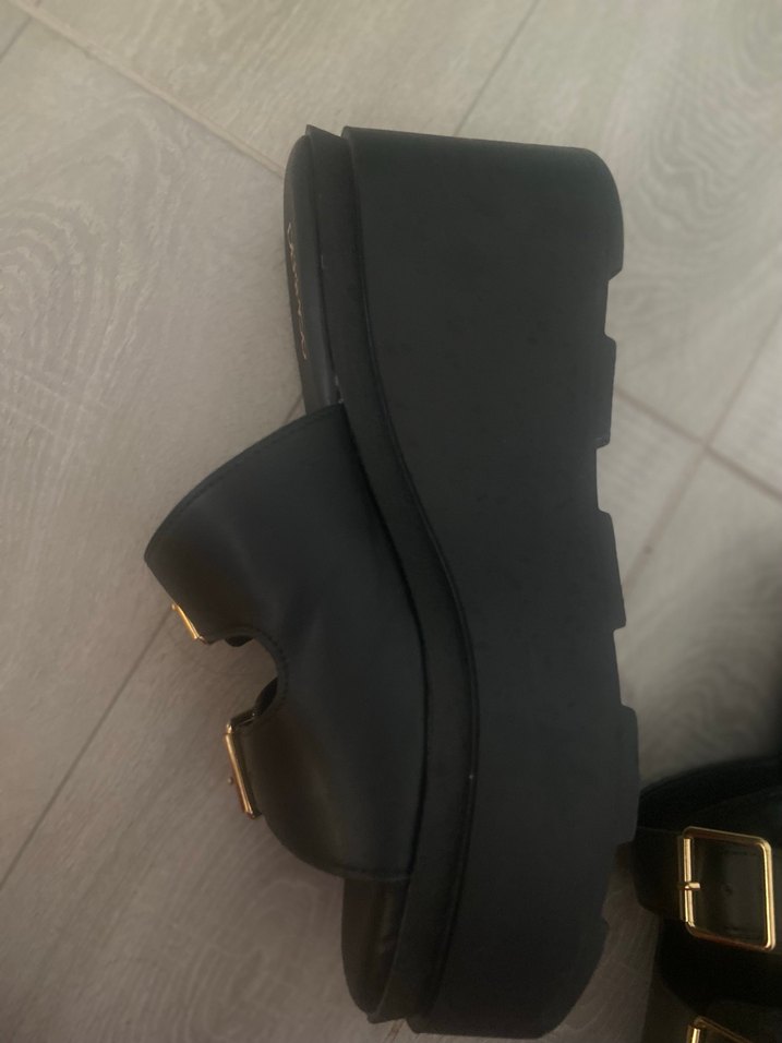 DERIMOD Siyah Kadın Platform Topuklu Sandalet - Görsel 4