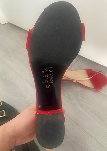 Kırmızı Süet Tokalı Blok Topuklu Kadın Ayakkabı - Görsel 7