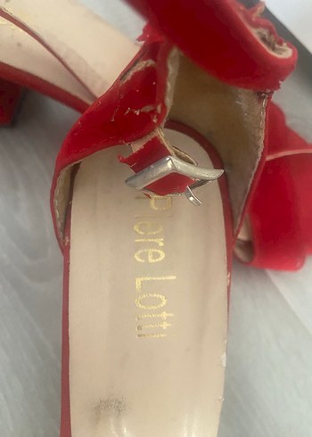 Kırmızı Süet Tokalı Blok Topuklu Kadın Ayakkabı - Görsel 4